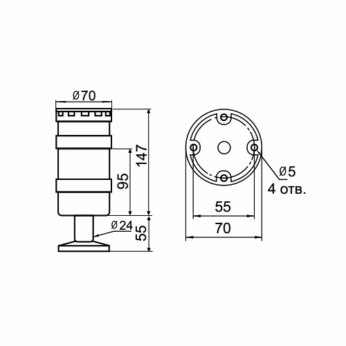 Светосигнальная колонна INNOCONT TL70B-024-W-55