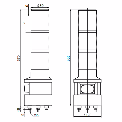 Светосигнальный маячок INNOCONT SFL100B-220-RYG