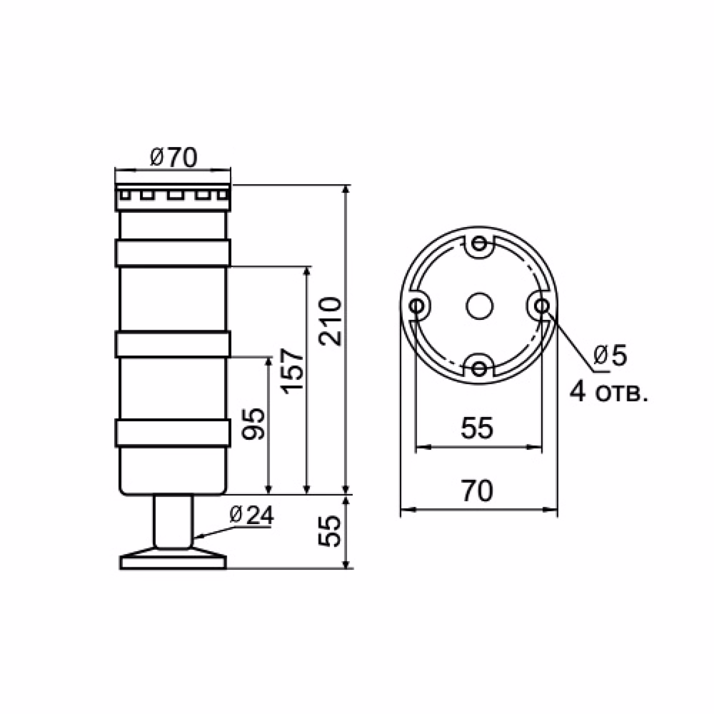 Светосигнальная колонна INNOCONT TL70B-220-WG-55