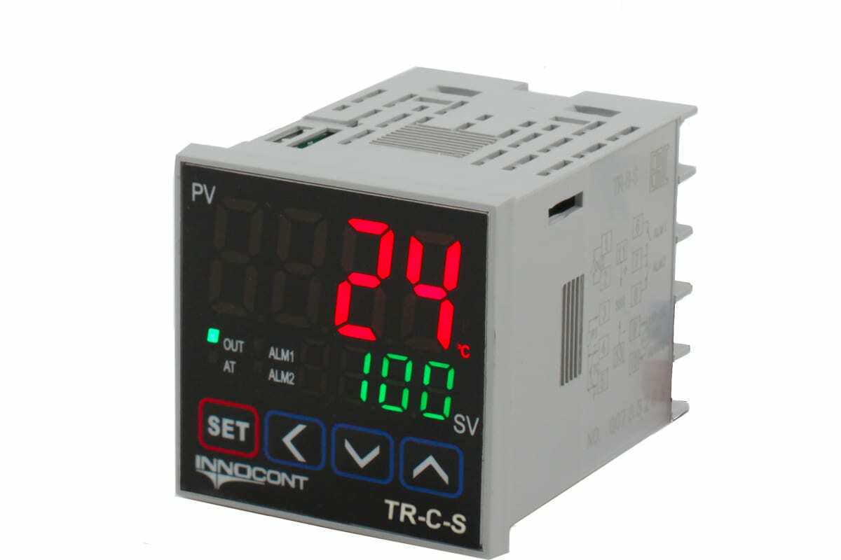 Температурный контроллер INNOCONT, 2 дисплея, 4 разряда, 48x48x60 мм, 2 аварийных выхода, 110-220VAC, выход: 4-20 мА + твердотельное реле TR-C-S