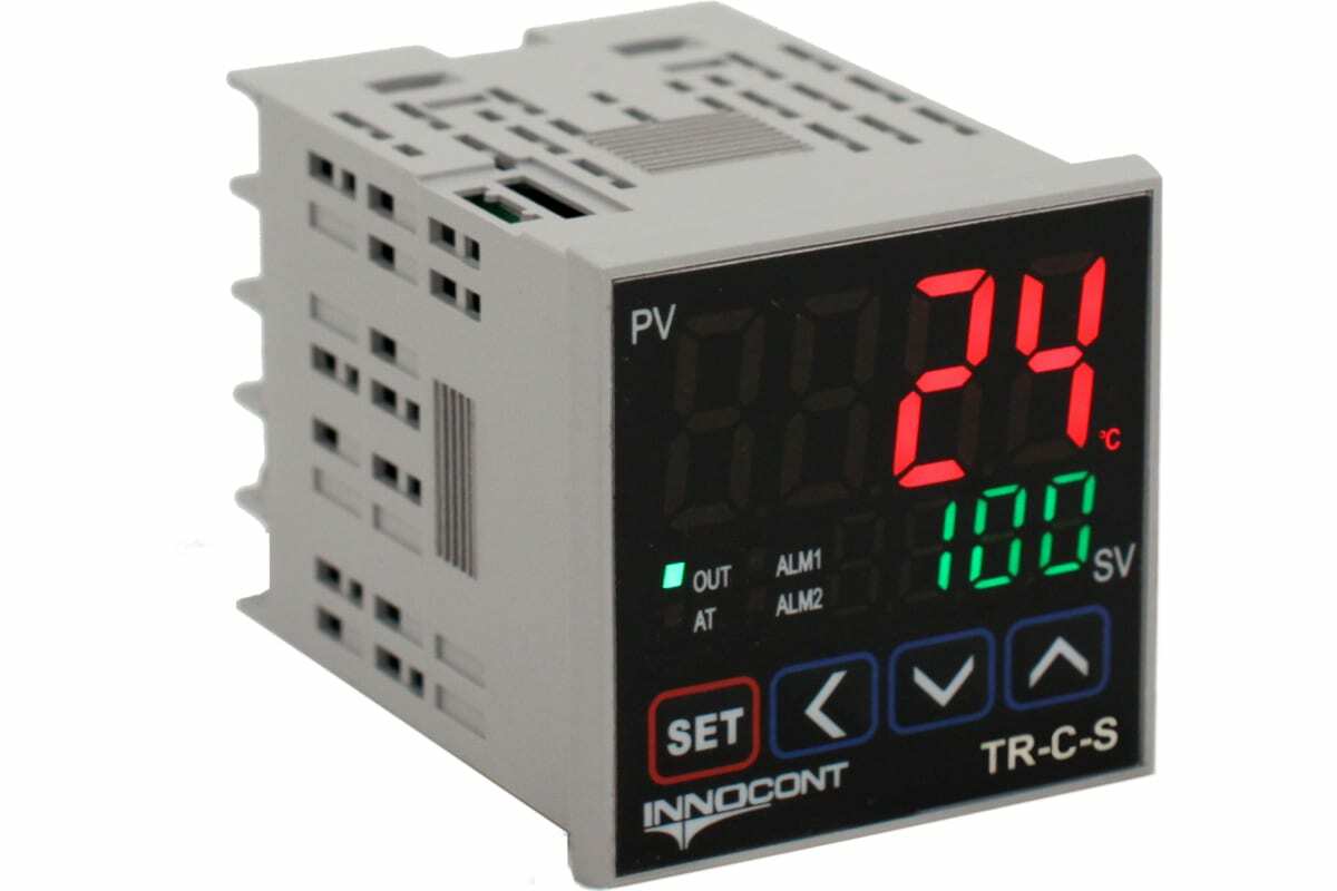 Температурный контроллер INNOCONT, 2 дисплея, 4 разряда, 48x48x60 мм, 2 аварийных выхода, 110-220VAC, выход: 4-20 мА + твердотельное реле TR-C-S