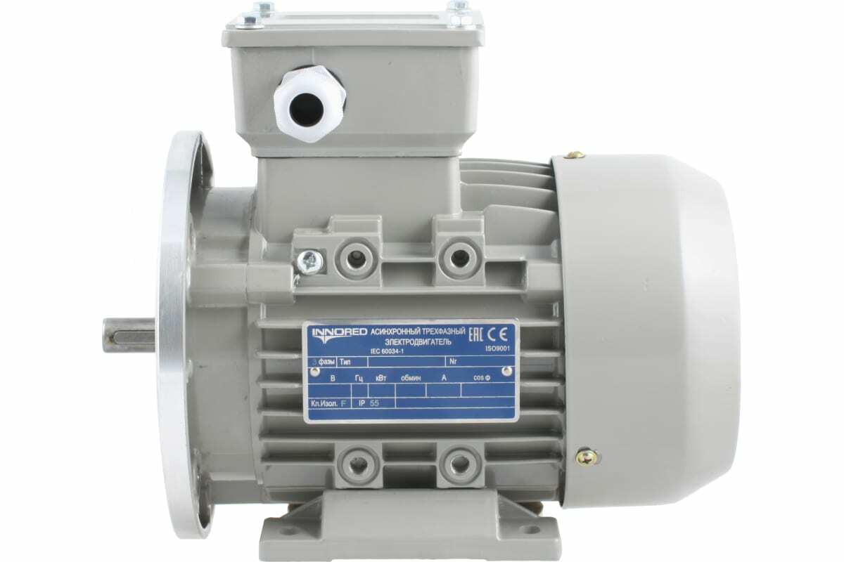 Электродвигатель трёхфазный асинхронный INNORED (2.2 кВт 1400 об/мин) 250"28мм, на лапах, схема включения "звезда"/"треугольник" (380В/220В), IP55 RM100L1-4 B35