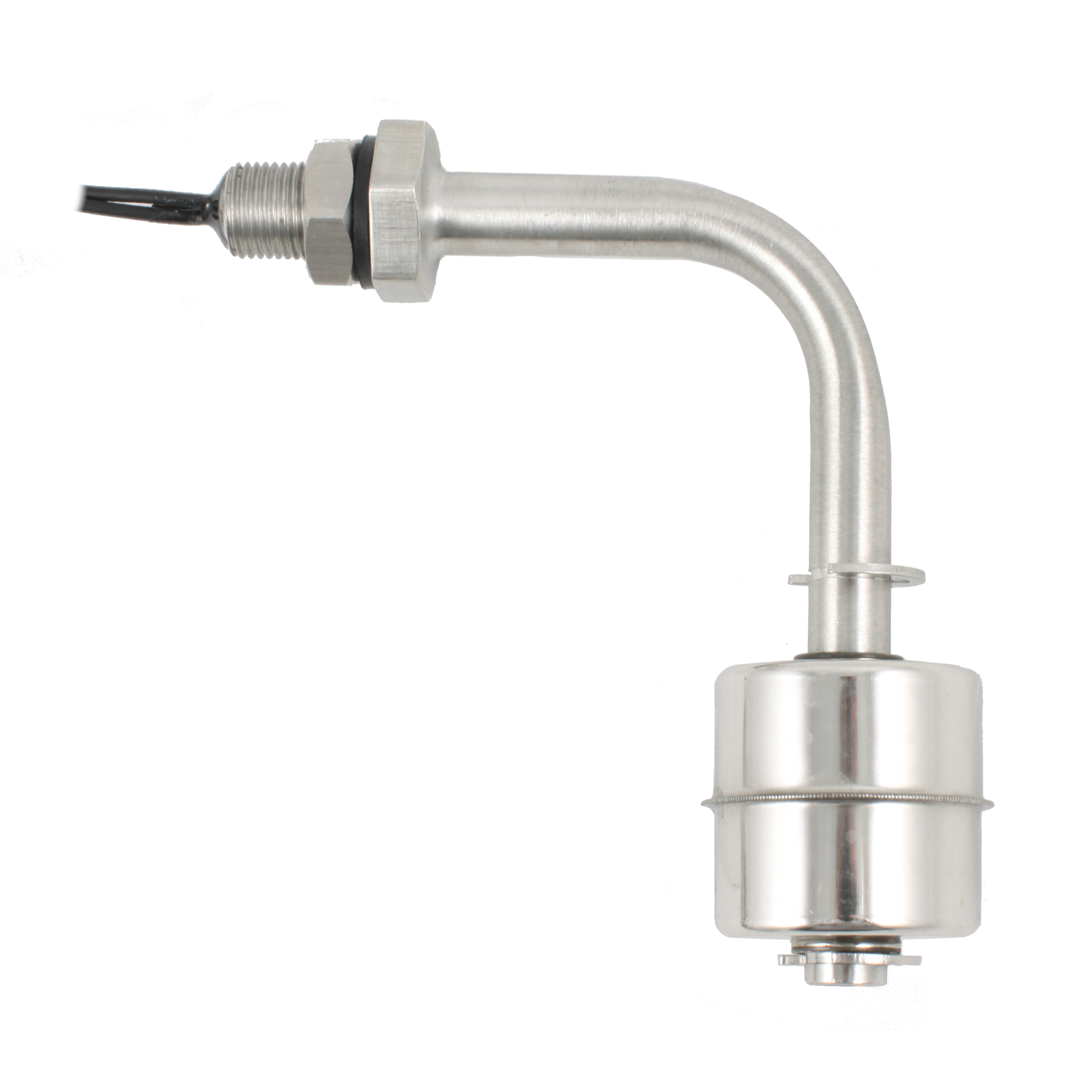 Поплавковый датчик уровня жидкости INNOLEVEL, Г-образное исполнение, -20 +120 С, соединение- резьба 1/8"PF нерж. сталь, кабель 500 мм, поплавок D=28 мм нерж. сталь