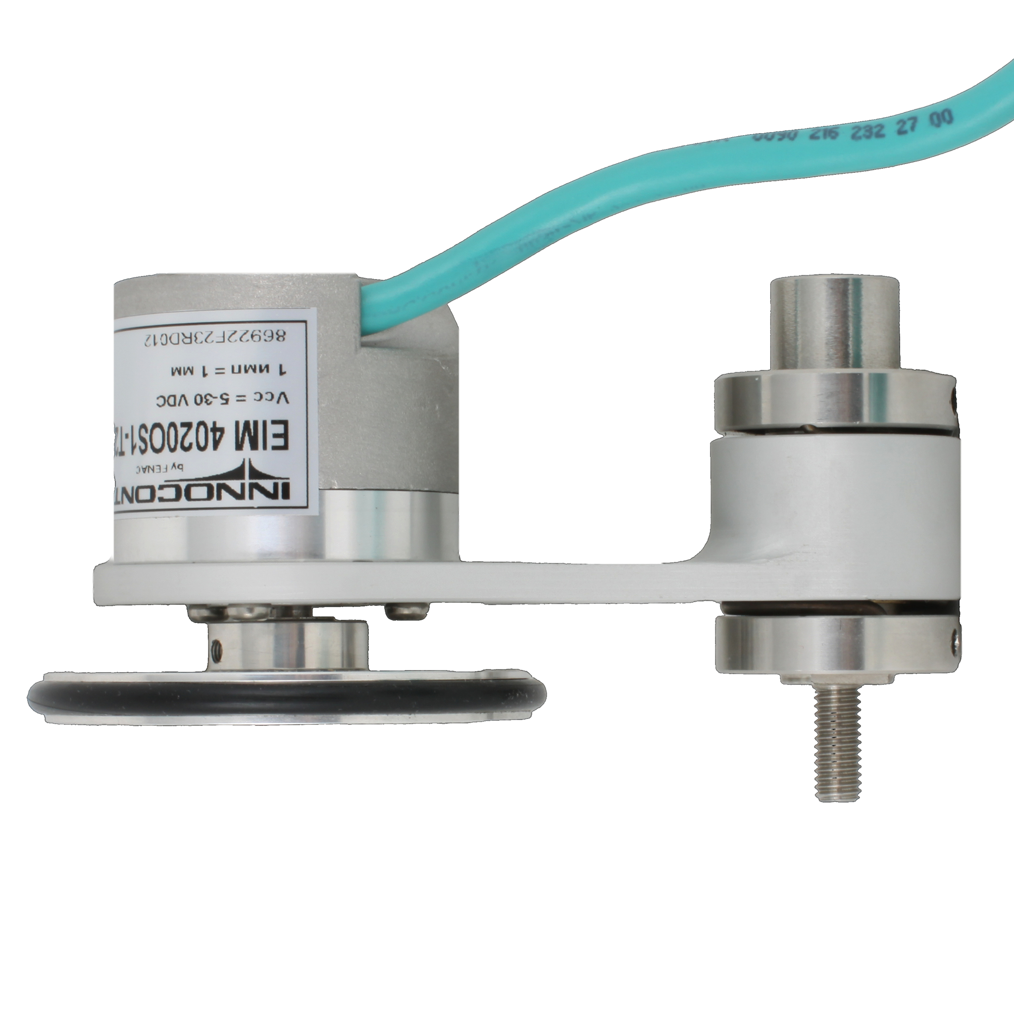 Инкрементальный энкодер INNOCONT D=40мм с мерным колесом L=200мм, контактная поверхность - резина, профиль гладкий, 1имп/0,5мм, 5…30VDC, выход HTL, IP64, -20…+85°C, тангенциальный кабель 2м