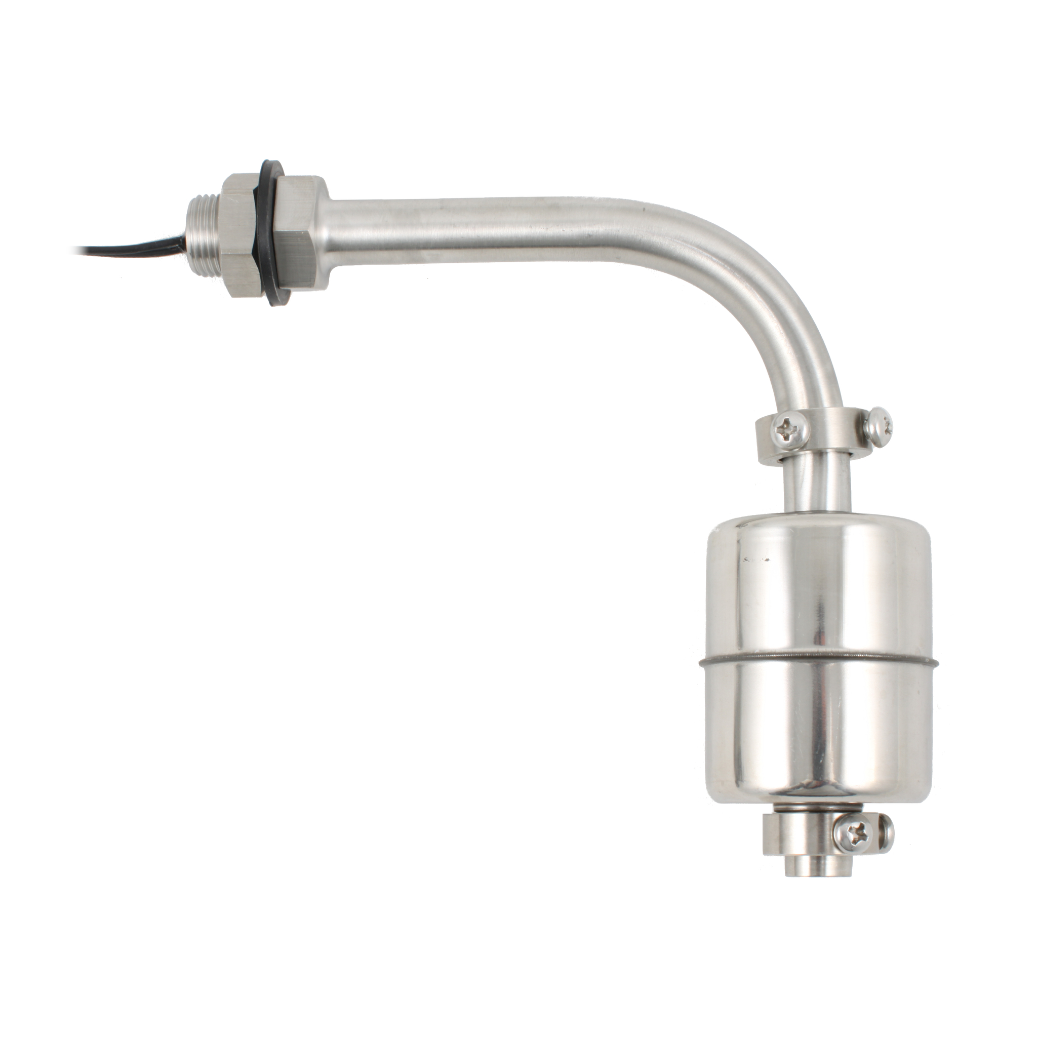 Поплавковый датчик уровня жидкости INNOLEVEL, Г-образное исполнение, -20 +120 С, соединение- резьба 3/8"PF нерж. сталь, кабель 500 мм, поплавок D=45 мм нерж. сталь