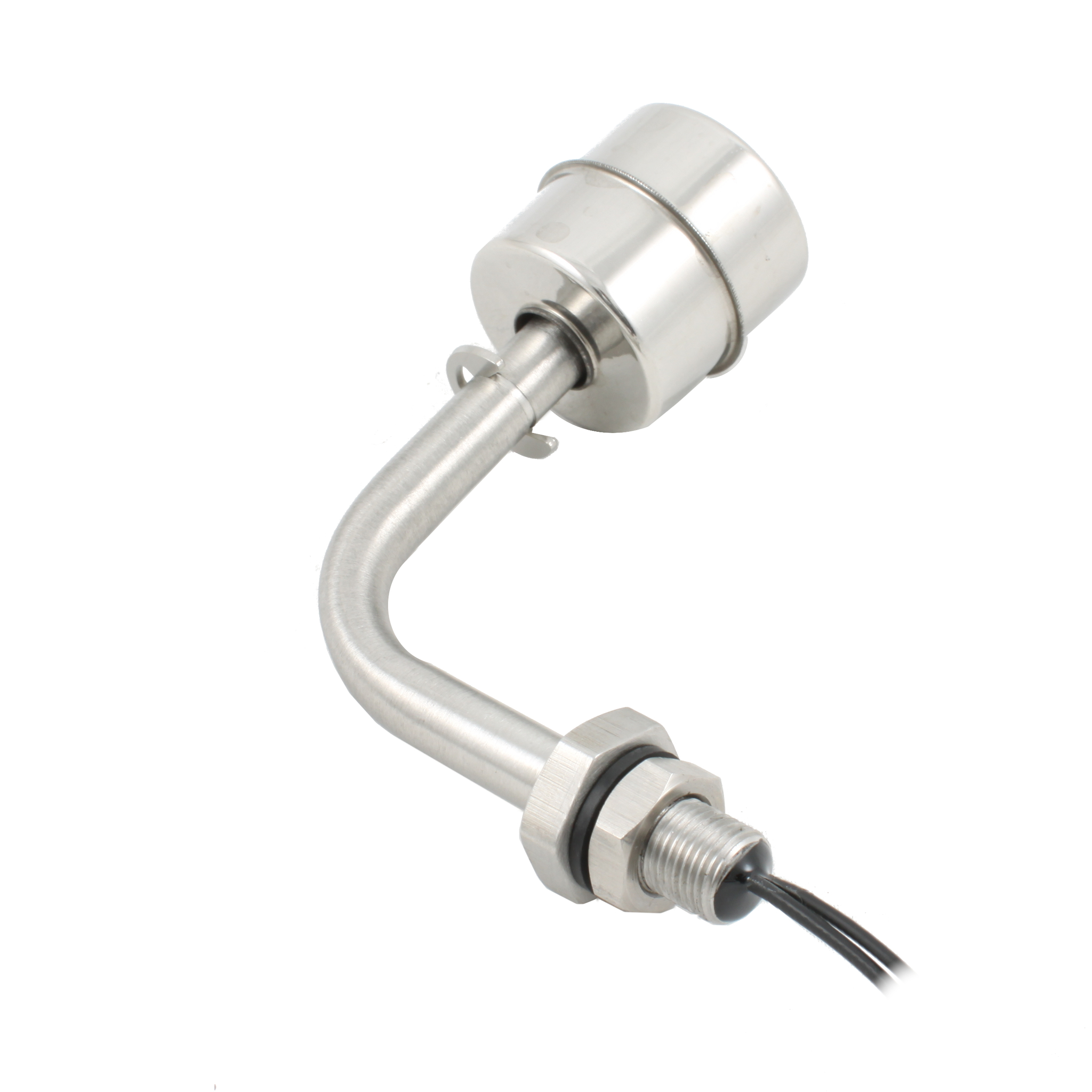 Поплавковый датчик уровня жидкости INNOLEVEL, Г-образное исполнение, -20 +120 С, соединение- резьба 1/8"PF нерж. сталь, кабель 500 мм, поплавок D=28 мм нерж. сталь