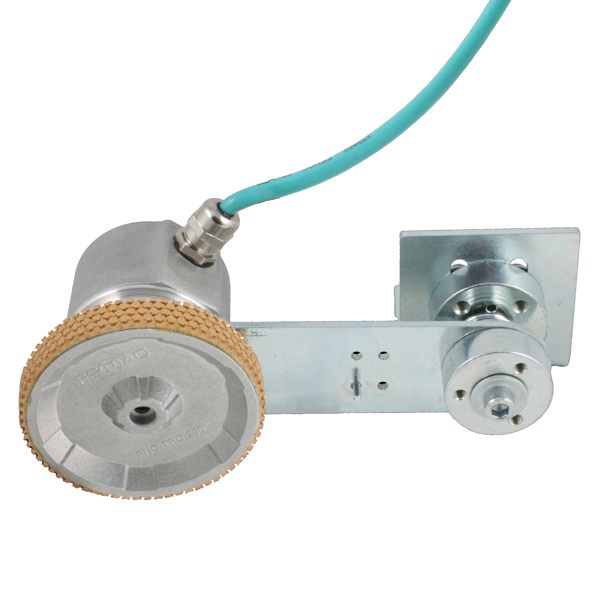 Инкрементальный энкодер INNOCONT D=50мм с мерным колесом L=250мм, контактная поверхность - резина, профиль ребристый, 1имп/0,5мм, 5…30VDC, выход HTL, IP64, -20…+85°C, радиальный кабель 2м