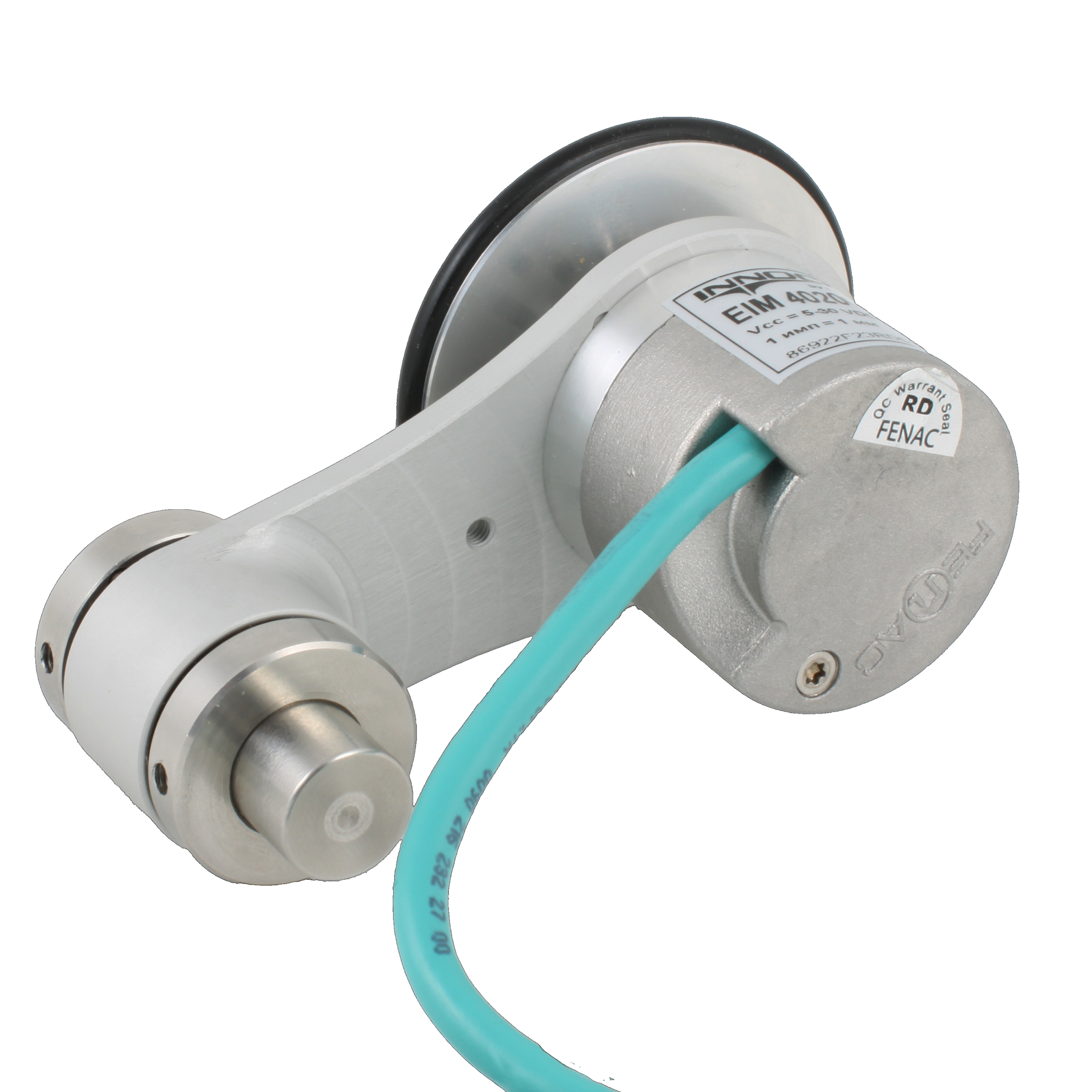 Инкрементальный энкодер INNOCONT D=40мм с мерным колесом L=200мм, контактная поверхность - резина, профиль гладкий, 1имп/0,5мм, 5…30VDC, выход HTL, IP64, -20…+85°C, тангенциальный кабель 2м