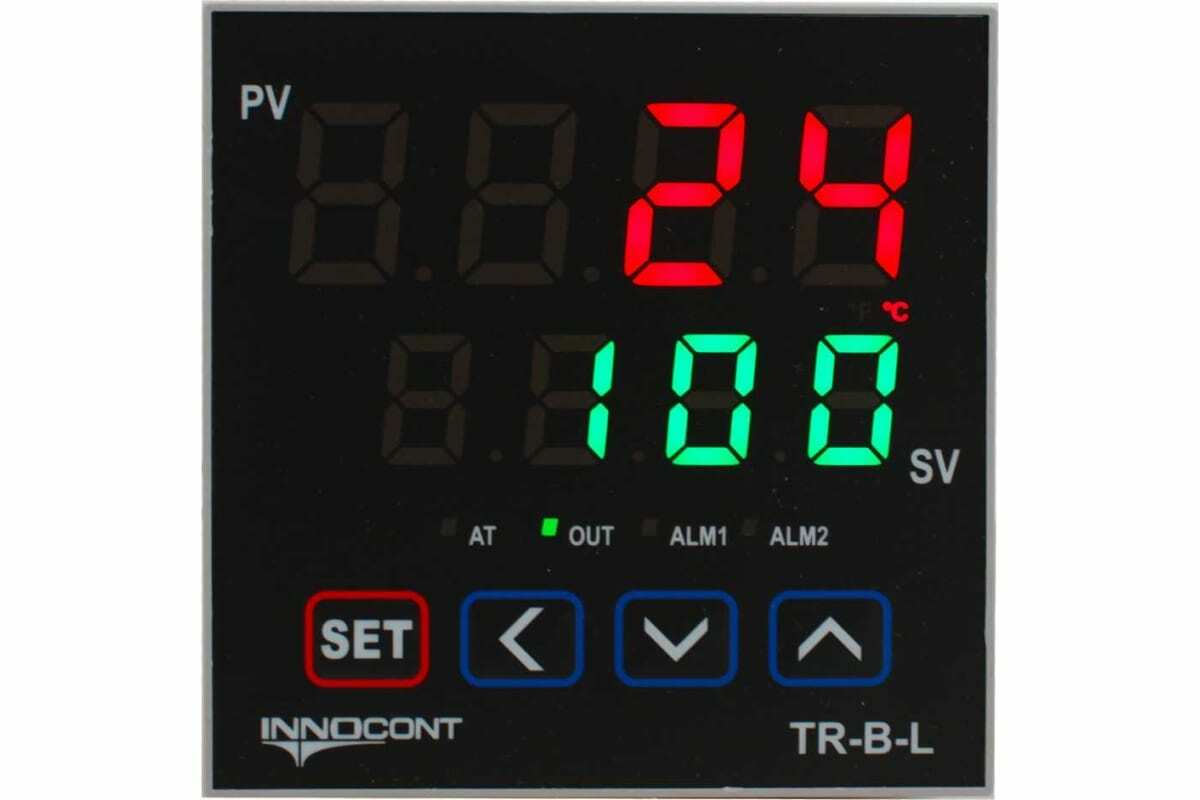 Температурный контроллер INNOCONT, 2 дисплея, 4 разряда, 96x96x63 мм, 2 аварийных выхода, 110-220VAC, выход: реле + твердотельное реле TR-B-L